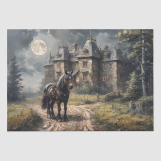 Papier Mousseline Cheval sur Country Road - Découpage - (Recto)