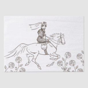 Papier Mousseline Cheval Vintage Lady équitation Sidesaddle Découpag