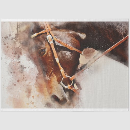 Papier Mousseline Cheval Western Decoupage Art (Recto)