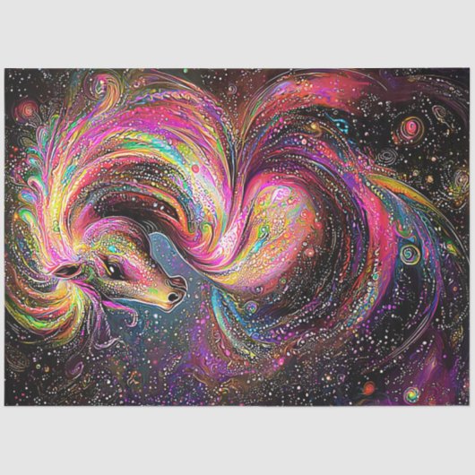 Papier Mousseline Cheval Whimsical De Découpage Abstrait Vibrant (Recto)