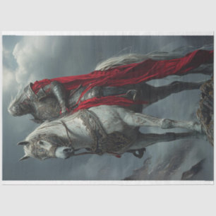 Papier Mousseline Chevalier de Découpage sur Cheval Blanc cavalier g