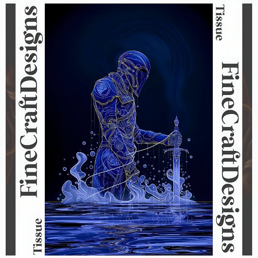 Papier Mousseline Chevalier Noble Bleu Avec Épée Découpage Droite 15