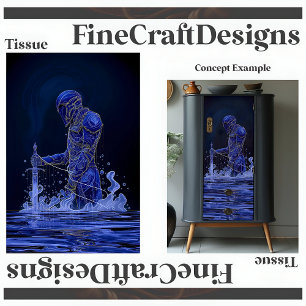 Papier Mousseline Chevalier Noble Bleu Avec Épée Découpage Gauche 15