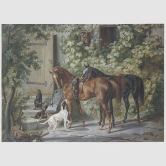 Papier Mousseline Chevaux à la Porche (par Albrecht Adam) (Recto)