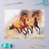 Papier Mousseline Chevaux à l'aquarelle Découpage Art (Artisanat)