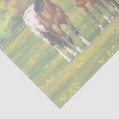 Papier Mousseline Chevaux Appaloosa De Baie Brown En Pâturage D'Été (Détail)