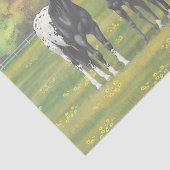 Papier Mousseline Chevaux Appaloosa Noir Dans Les Pâturages D'Été (Détail)