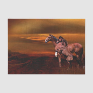 Papier Mousseline Chevaux au crépuscule