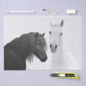 Papier Mousseline Chevaux Blancs Noirs Meilleurs Amis Découpage (Artisanat)