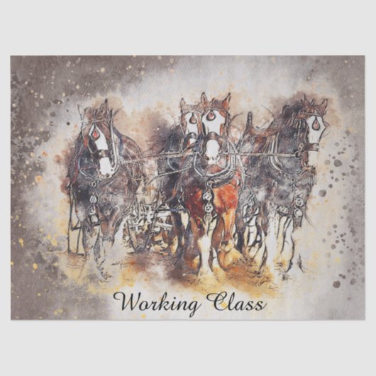 Papier Mousseline Chevaux "Classe de travail" (Recto)