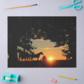 Papier Mousseline Chevaux Coucher du soleil Découpage papier Tissu (Artisanat)