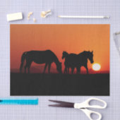 Papier Mousseline Chevaux Cowboy Occidental Coucher de soleil 15 Déc (Artisanat)