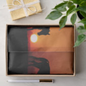 Papier Mousseline Chevaux Cowboy Occidental Coucher de soleil 15 Déc (Cadeau)