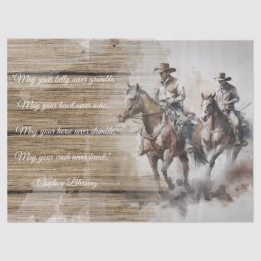 Papier Mousseline Chevaux de Bienheureux Cowboy (Recto)