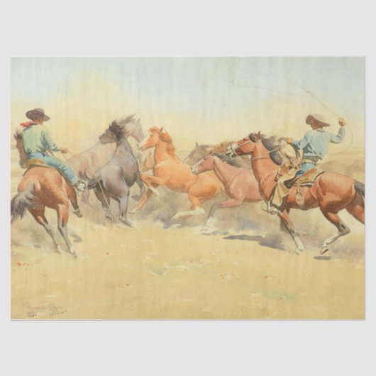 Papier Mousseline Chevaux de course par Maynard Dixon (Recto)
