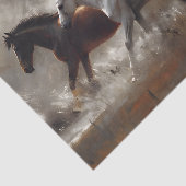 Papier Mousseline Chevaux de course rustiques Art découpage (Détail)