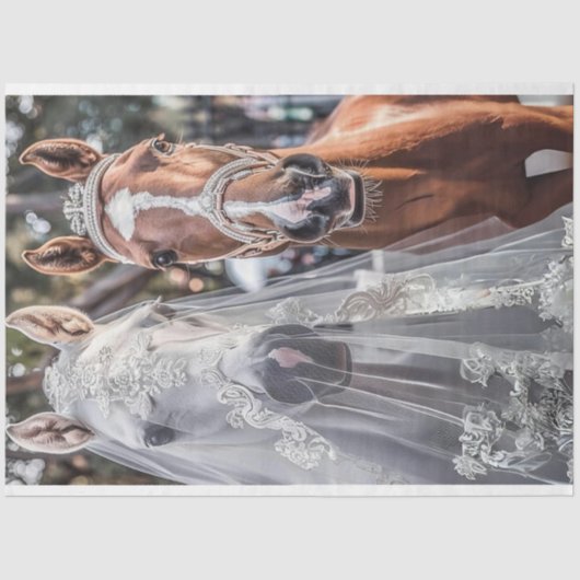 Papier Mousseline Chevaux de mariée et de chambre Se marier (Recto)