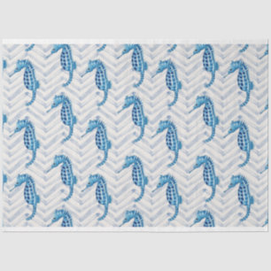 Papier Mousseline Chevaux de mer de Bluegreen sur chevron