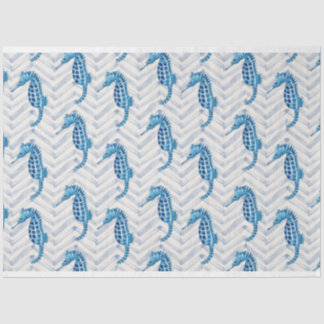 Papier Mousseline Chevaux de mer de Bluegreen sur chevron