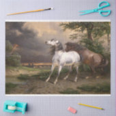 Papier Mousseline Chevaux effrayés par la tempête (par Carle Vernet) (Artisanat)