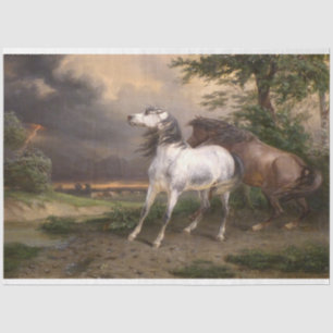Papier Mousseline Chevaux effrayés par la tempête (par Carle Vernet)