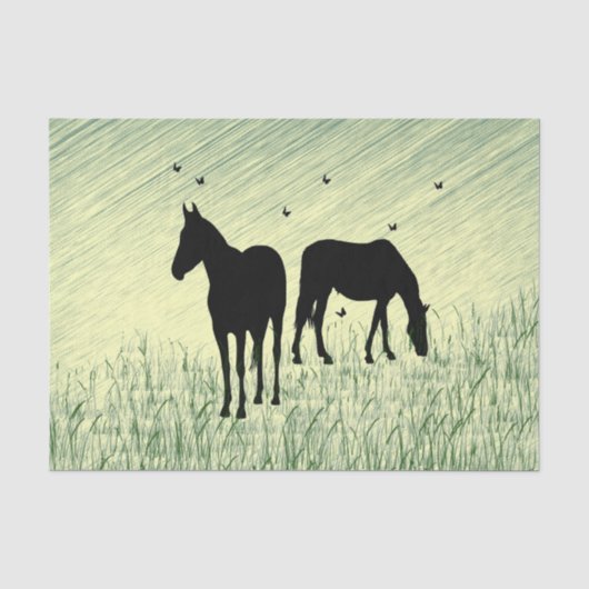 Papier Mousseline Chevaux en campagne (Recto)