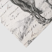 Papier Mousseline Chevaux en clôture de pâturage Découpage de script (Détail)