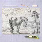 Papier Mousseline Chevaux en clôture de pâturage Découpage de script (Artisanat)