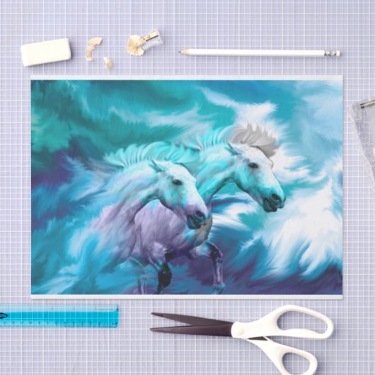Papier Mousseline Chevaux en vol découpage (Artisanat)