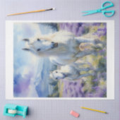 Papier Mousseline Chevaux Lavande Blanche (Artisanat)