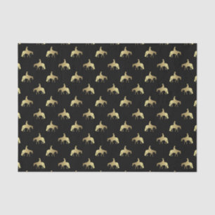 Papier Mousseline Chevaux occidentaux d'or de plaisir sur le noir