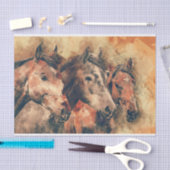 Papier Mousseline Chevaux Peinture d'aquarelle artistique (Artisanat)