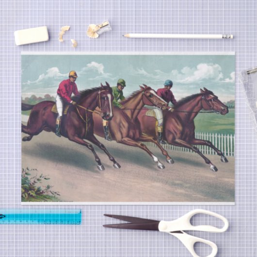 Papier Mousseline Chevaux Racing Peinture Découpage (Artisanat)