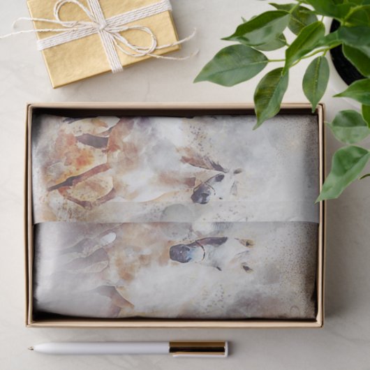 Papier Mousseline Chevaux sauvages "Chevaux de course" (Cadeau)