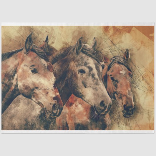 Papier Mousseline Chevaux sauvages Découpage Art (Recto)