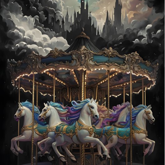 Papier Mousseline Chevaux vintages Carousel Papier de découpage.