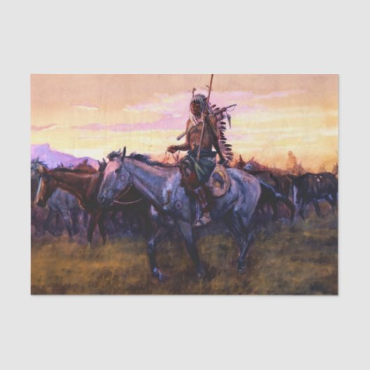 Papier Mousseline "Chevaux volés" de Charles M Russell (Recto)