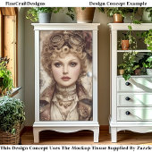 Papier Mousseline Cheveux bouclés Steampunk Femme Collage DM1RF Deco
