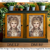 Papier Mousseline Cheveux bouclés Steampunk Femme Collage DM1RF Deco
