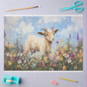 Papier Mousseline Chèvre Cute Entourée De Découpage Fleur sauvage (Artisanat)