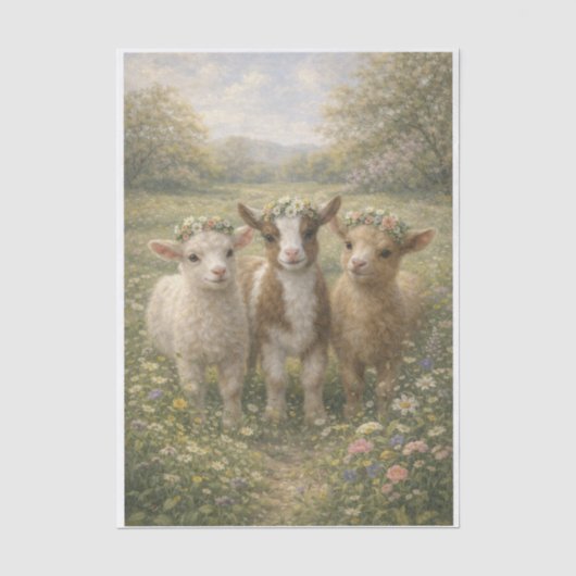 Papier Mousseline Chèvres de printemps  (Recto)