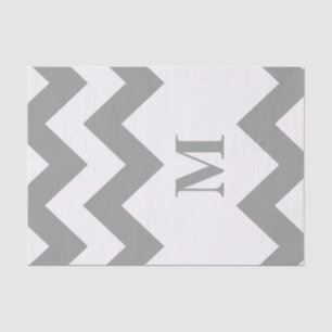 Papier Mousseline Chevron audacieux gris avec le monogramme