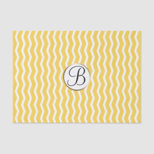 Papier Mousseline Chevron blanc jaune Imprimer Lettre monographique (Recto)