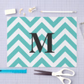 Papier Mousseline Chevron bleu avec monogramme (Artisanat)