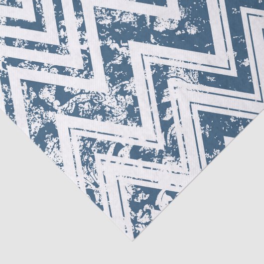 Papier Mousseline Chevron bleu et blanc Grunge (Détail)