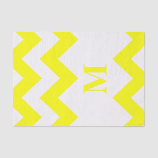 Papier Mousseline Chevron jaune gras avec monogramme (Recto)