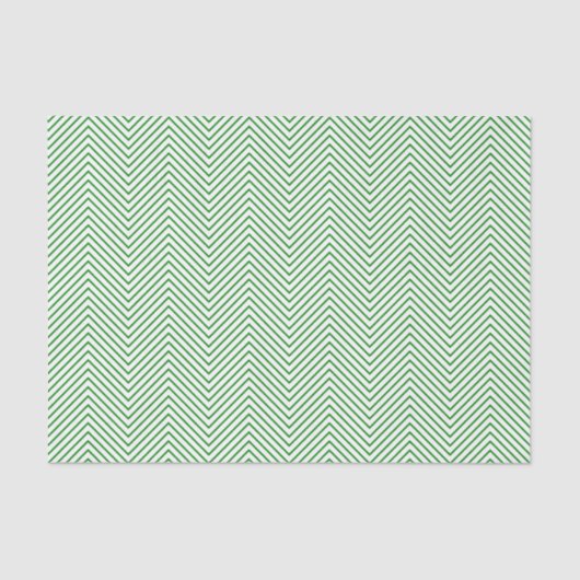 Papier Mousseline Chevron Line Tissue Paper - Green on White (Recto)