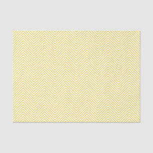 Papier Mousseline Chevron Line Tissue Paper - Jaune d'or sur blanc