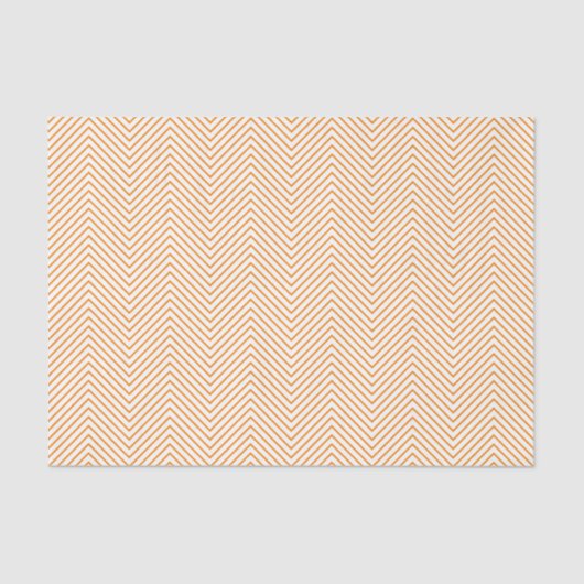 Papier Mousseline Chevron Line Tissue Paper - Orange on White (Recto)