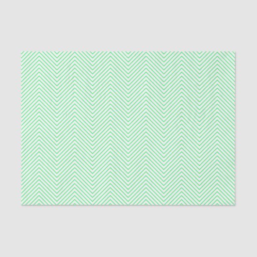 Papier Mousseline Chevron Line Tissue Paper - Vert clair sur blanc (Recto)